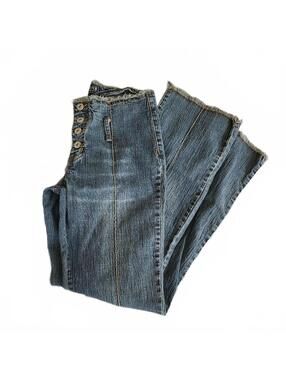 Route 66 cut off waitband low-rise split seam boot cut jean